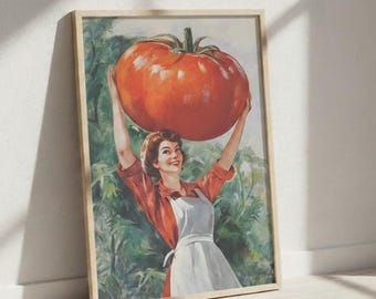 Vintage Retro Tomato Garden Art Art Print – Matte Wall Art