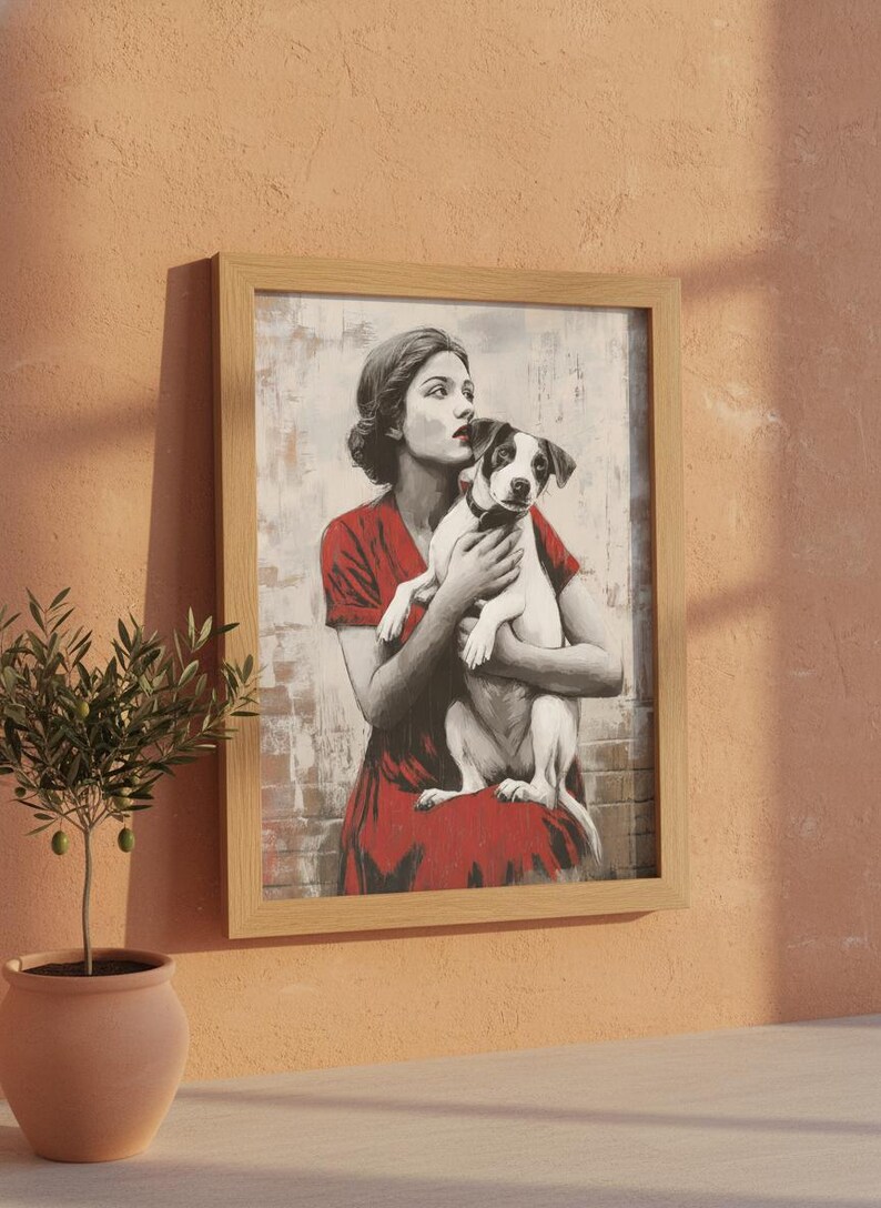Vintage Woman Dog Portrait Art Printable Wall Art for Home Decor - Etsy