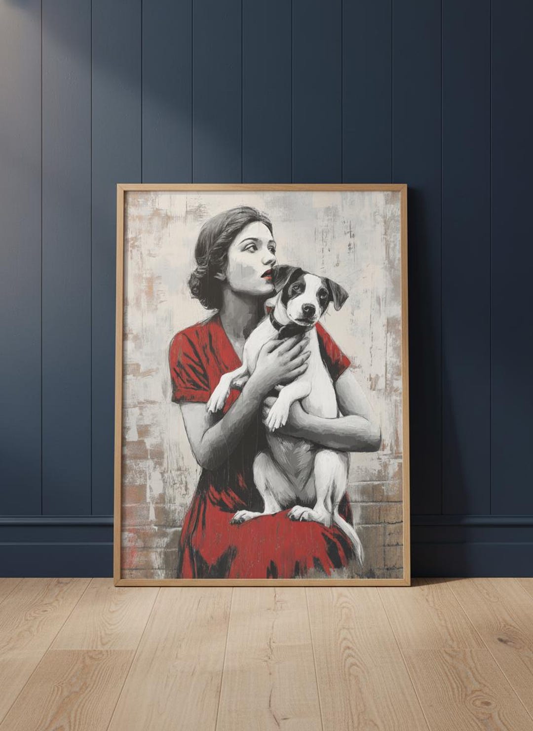 Vintage Woman Dog Portrait Art Printable Wall Art for Home Decor - Etsy