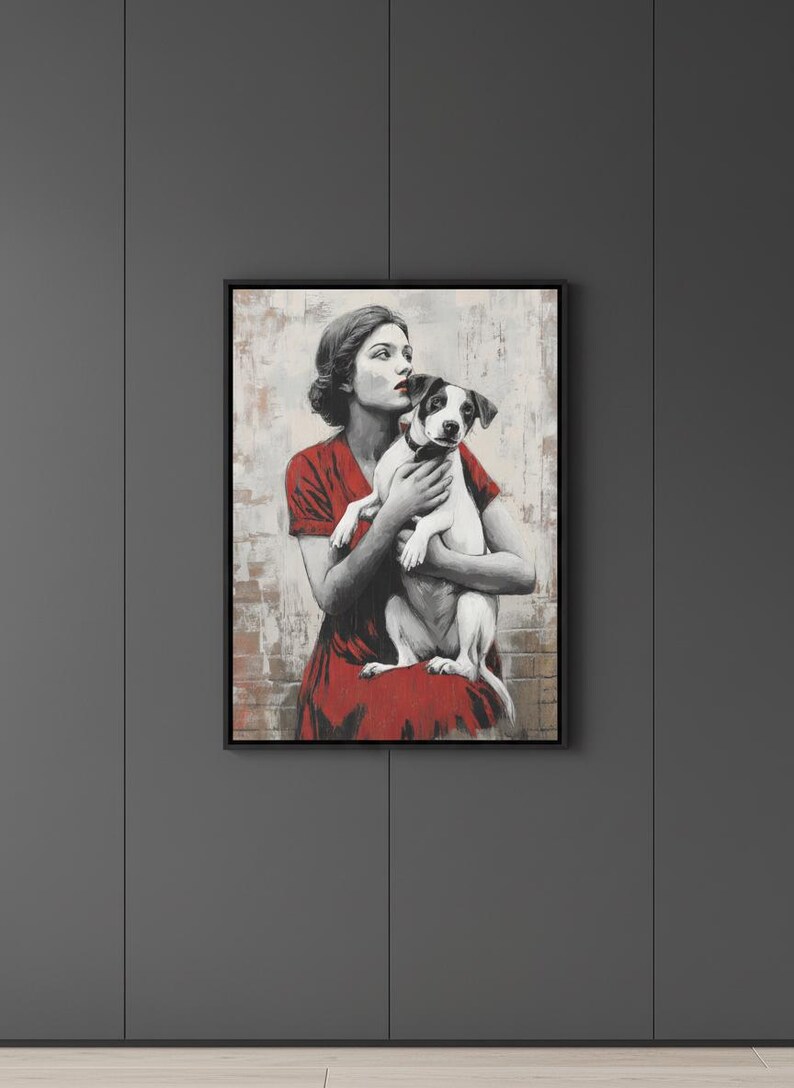 Vintage Woman Dog Portrait Art Printable Wall Art for Home Decor - Etsy