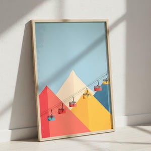 Minimalistische Ski Gondel Berg Kunst - druckbare Kunst