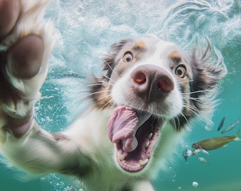 Border Collie Underwater Dog Art – Printable Wall Art