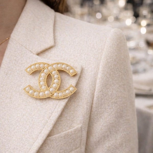 Vintage Authenthic Classic Chanel Pearl CC Logo Brooch Gold Tone Vintage Classic Double C Pin | Gift for her | Luxury