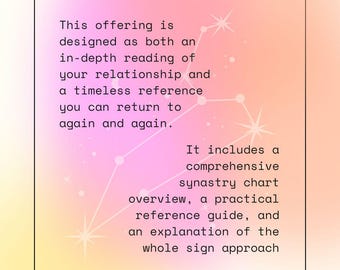 Synastry Chart Reading & Astrology Guide | Personalized Relationship Compatibility Report (Digital)