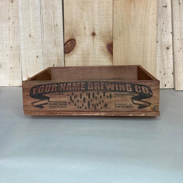 Personalized Brewing Crate, beer decor brewery wood box engraved custom gift