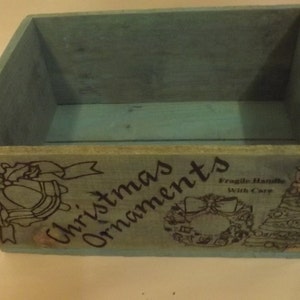 Wooden Green Christmas Ornaments Shipping Crates. Rustic. image 1