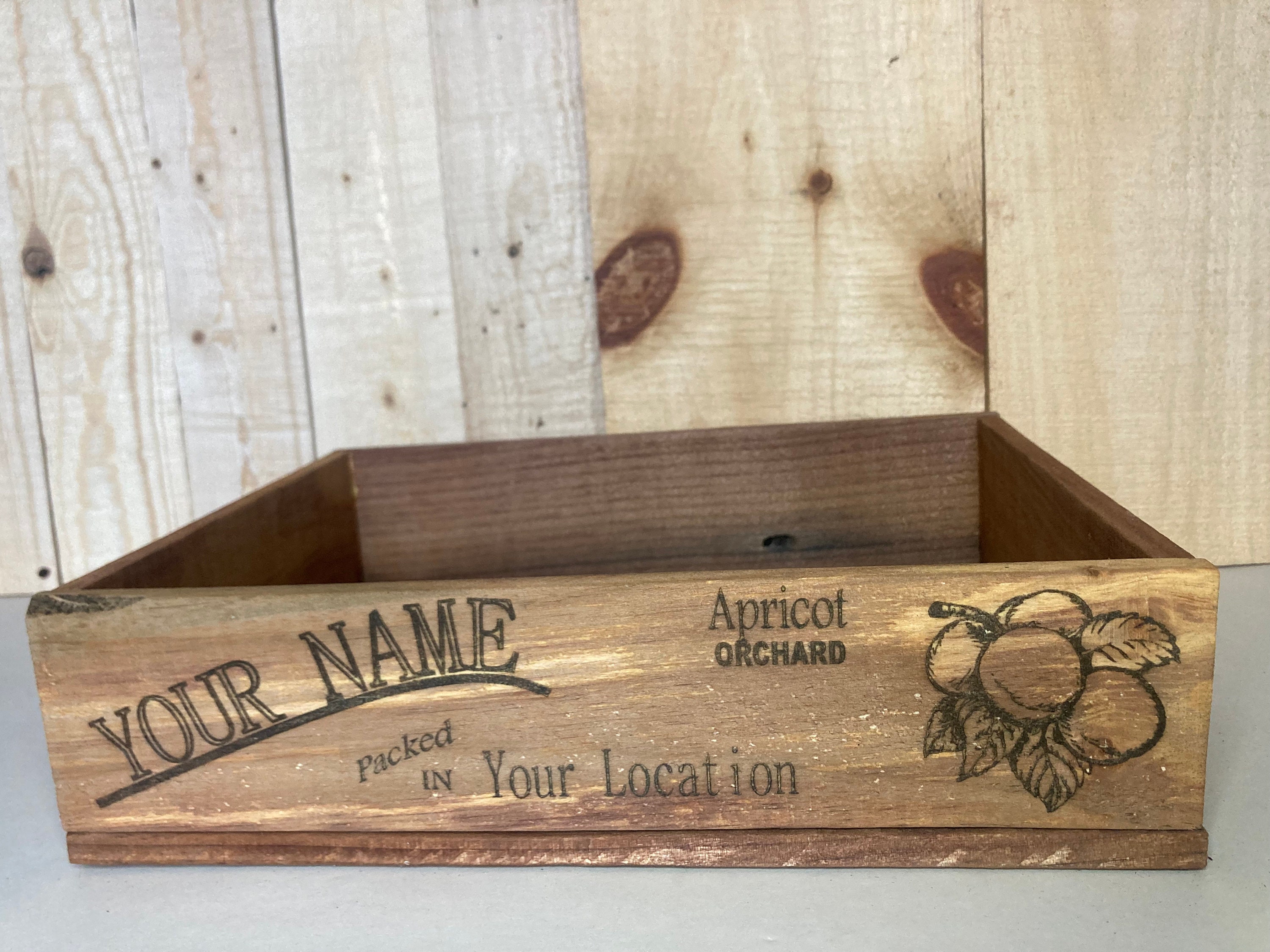 Apricot Orchard Crate, Personalized, Engraved, Apricot Box, Wood Box ...