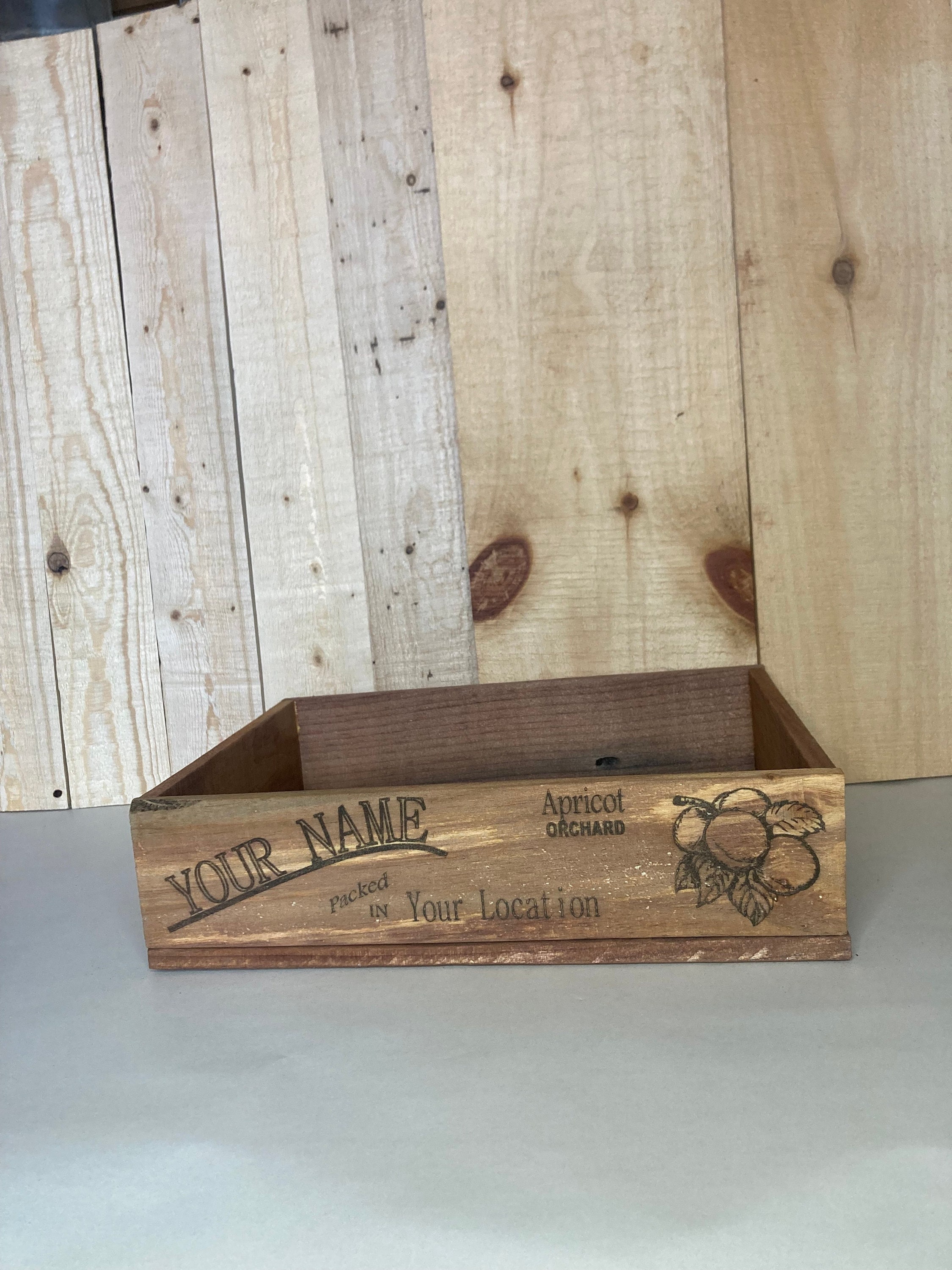 Apricot Orchard Crate, Personalized, Engraved, Apricot Box, Wood Box ...
