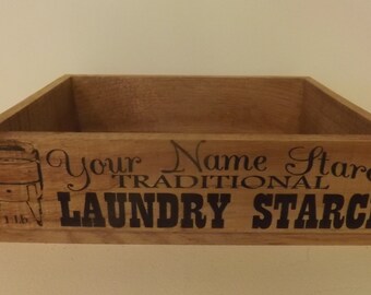 Laundry Soap Crate. Personalized. Vintage Style. Aged Wood