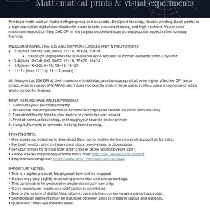 Puede incluir: Impresi&oacute;n art&iacute;stica de descarga digital titulada "MathGraphicaArt" con impresiones matem&aacute;ticas y experimentos visuales. Incluye relaciones de aspecto y tama&ntilde;os compatibles para la impresi&oacute;n. El arte est&aacute; dise&ntilde;ado para una impresi&oacute;n n&iacute;tida y flexible.