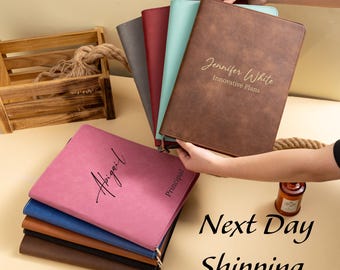 Personalized Refillable Portfolio, Custom Portfolio With Zipper, Custom Leather Portfolio, Personalized Padfolio, Business Gift, Phd Gift