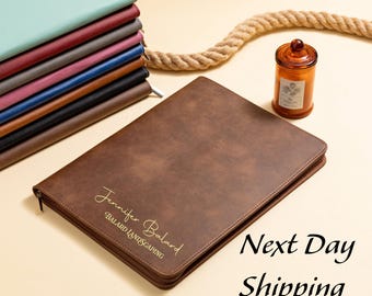 Personalized Leather Portfolio with Zipper Refillable Portfolio Custom Portfolio Zipper Portfolio with Customization Option Padfolio