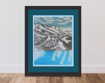 Lake Louise Banff Canada Mountain Fine Art Print of a Colored Pencil Drawing: Nature Scene Art [Unframed]