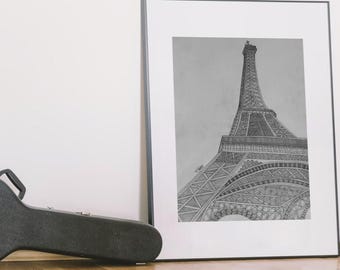 Eiffel Tower Paris France Fine Art Print of a Pencil Drawing: Urban Art [Unframed]