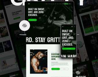Fitness Trainer Website Template | Squarespace Website for Personal Trainers, Gyms, Coaches | Bold, Dark, High-Impact, Customizable | Gritty