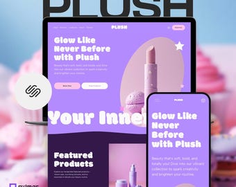 Beauty Brand Website Template |  Squarespace Website for Beauty Shop | Salon, Makeup, Hair, Nails, Skin | Customizable Pastel Design | Plush