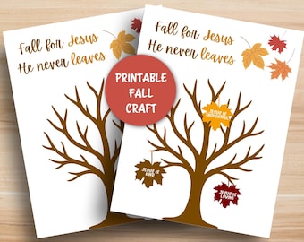 Fall for Jesus Bible Activity, Christian Fall Craft for Kids, Sunday School Printable, Tree Leaves Coloring Page, Preschool Worksheet