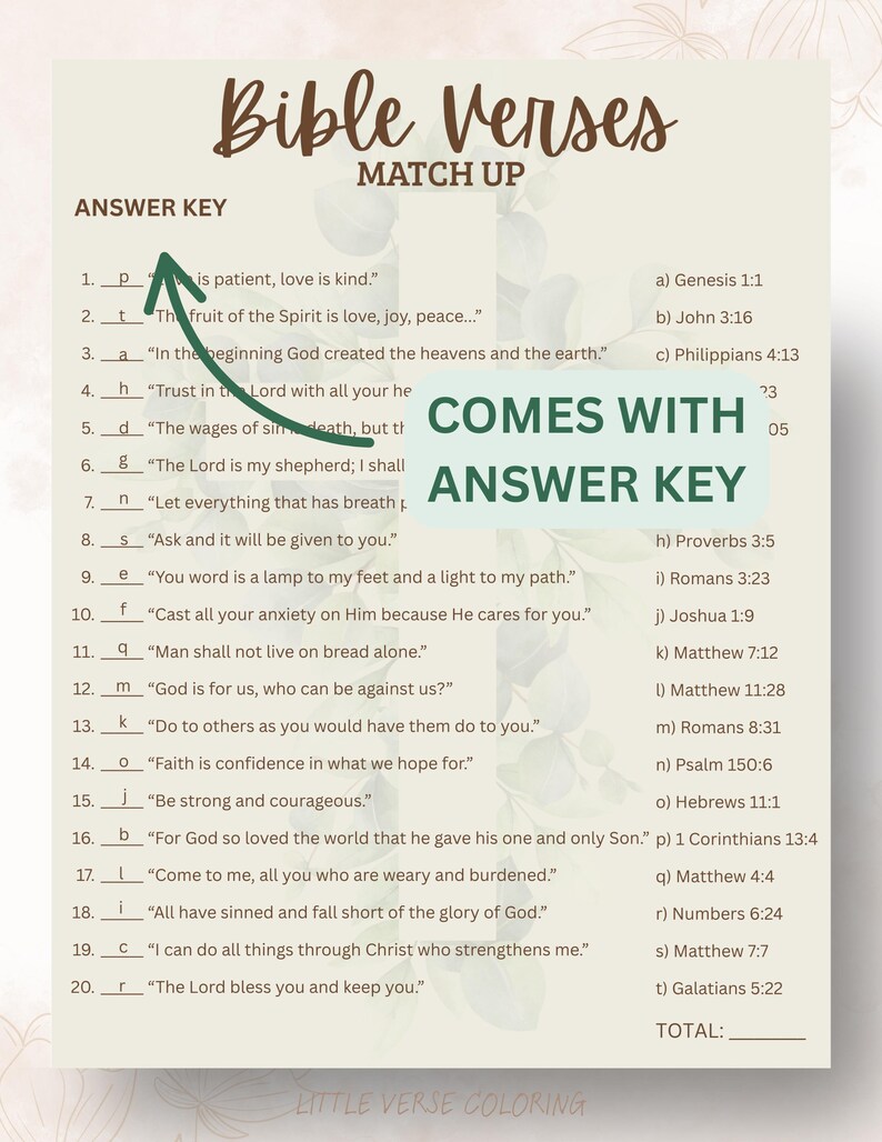 Printable Bible Verses Match Up For Kids Old Testament Activity