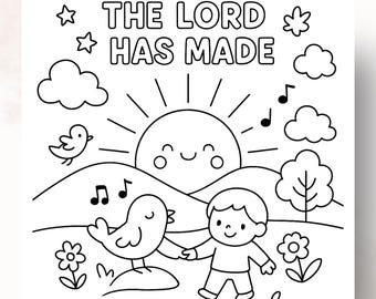 Detta är dagen Herren har skapat Psalm 118:24 Bibelvers målarbild för barn - Direkt nedladdning för barnkyrka, VBS, söndagsskola