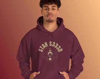 Bluza z kapturem unisex Star Seed, wygodna, z nadrukiem numeru anioła, świadoma odzież, Lemuria