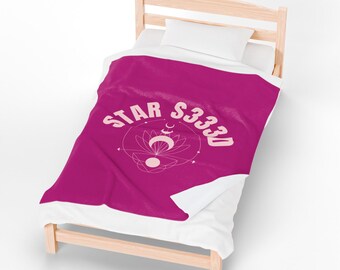 Velveteen Plush Blanket, Angel Number Throw, Star S333D Design, Cosmic Comfort