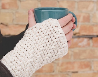 Crochet Pattern for Cascading Ridges Fingerless Gloves  | Any Size | Fingerless Mitts Crocheting Pattern | Crochet Mitts Pattern
