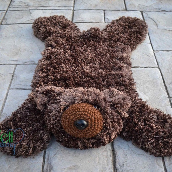 Crochet Pattern for Faux Bear Skin Nursery Rug or Photo Prop | DIY Written Tutorial | Crochet Bear Rug Pattern | Bear Rug Crocheting Pattern