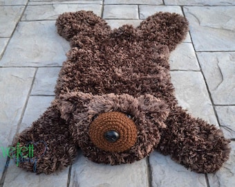 Crochet Pattern for Faux Bear Skin Nursery Rug or Photo Prop | DIY Written Tutorial | Crochet Bear Rug Pattern | Bear Rug Crocheting Pattern