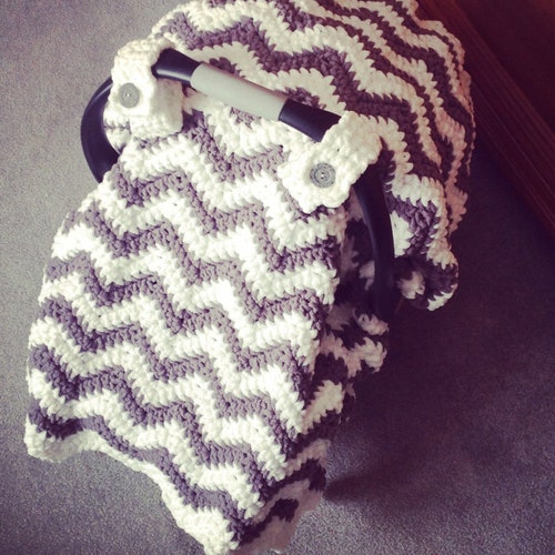 Crochet Pattern For Chunky Chevron Car Seat Canopy Cover - Crochet Car Seat Cover Dimensions Crochet Pattern For Chunky Chevron Car Seat Canopy Cover - Crochet Car Seat Cover Dimensions