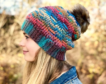 Crochet Pattern for Spiral Herringbone Slouch Hat | 6 sizes | Crochet Hat Pattern | DIY Tutorial | Hat Crocheting Pattern