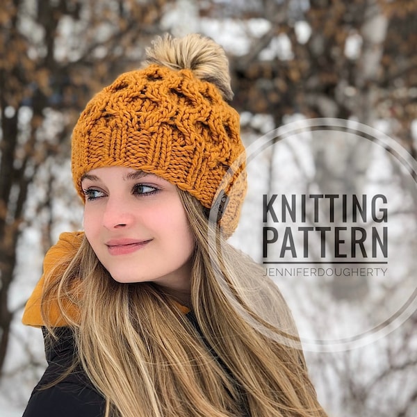 KNIT Pattern for Honeycomb Beanie | Knitting Pattern PDF Instructions | DIY Written Tutorial | Hat Knitting Pattern | Knit Hat Pattern