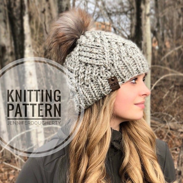 KNIT Pattern for Diamond Twist Beanie | Knitting Pattern PDF Instructions | DIY Written Tutorial | Hat Knitting Pattern | Knit Hat Pattern