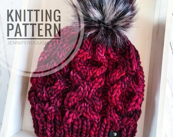 KNIT Pattern for Hugs & Kisses XOXO Hat | Knitting Pattern PDF | Diy Written Tutorial | Valentine Hat Knitting Pattern | Knit Hat Pattern