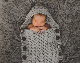 Crochet Pattern for Windchill Hooded Button Up Baby Cocoon | DIY Written Tutorial | Crocheting Pattern | Crochet Baby Snuggle Sack Pattern