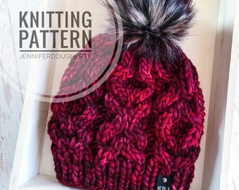 KNIT Pattern for Hugs & Kisses XOXO Hat | Knitting Pattern PDF | Diy Written Tutorial | Valentine Hat Knitting Pattern | Knit Hat Pattern