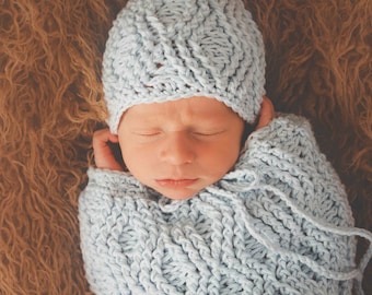 Set of 2 Crochet Patterns for Making Waves Beanie and Baby Cocoon & Swaddle Sack | Crochet Baby Hat Pattern | Baby Cocoon Crocheting Pattern