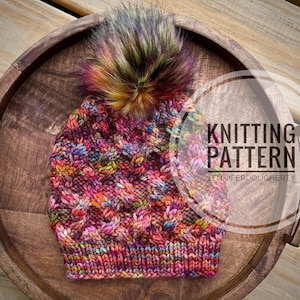 KNIT Pattern for Interlinked Beanie Hat | PDF Knitting Instructions | DIY Written Tutorial