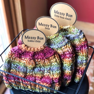 KNIT Pattern for Checkerboard Beanie or Messy Bun Hat | Multiple Sizes ...
