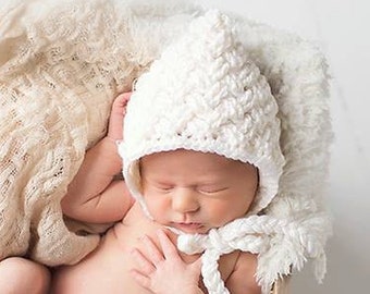 Crochet Pattern for Diagonal Weave Pixie Bonnet Hat | 6 sizes | Crochet Baby Bonnet Pattern | DIY Tutorial | Baby Hat Crocheting Pattern