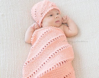 Set of 2 Crochet Patterns for Pinwheel Beanie and Cocoon Set | Crochet Baby Hat Pattern | DIY Tutorial | Baby Cocoon Crocheting Pattern