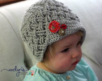 Crochet Pattern for Diagonal Weave Newsboy Beanie Hat | 6 sizes | Crochet Hat Pattern | DIY Tutorial | Hat Crocheting Pattern