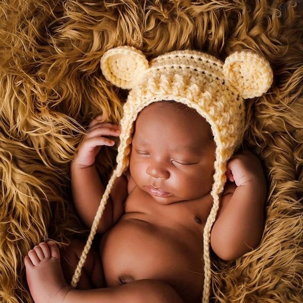 Crochet Pattern for Ribbed Baby Bear Bonnet Hat | 6 sizes | Crochet Baby Bonnet Pattern | DIY Tutorial | Baby Hat Crocheting Pattern