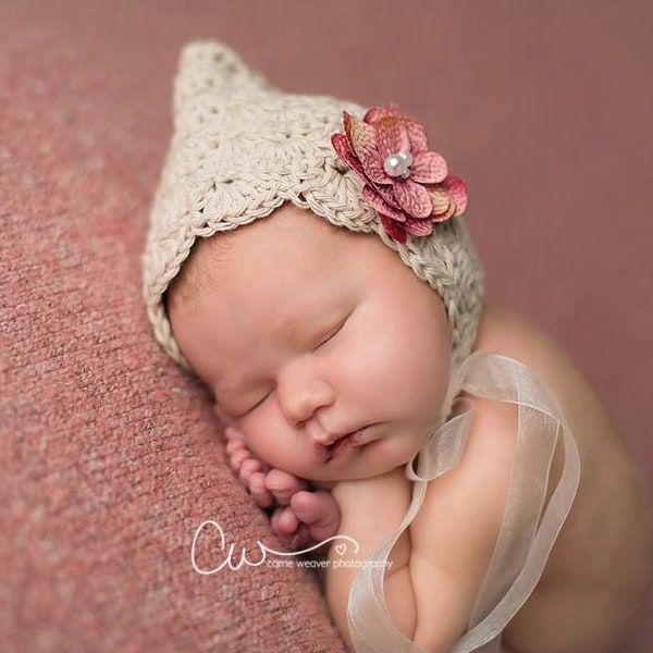 Crochet Pattern for Lacy Pixie Bonnet Hat  | 6 sizes | Crochet Baby Hat Pattern | DIY Tutorial | Baby Bonnet Crocheting Pattern