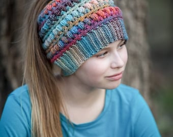 Crochet Pattern for Gramercy Slouch or Messy Bun Hat | 5 sizes | Crochet Slouchy Hat Pattern | DIY Tutorial | Bun Hat Crocheting Pattern