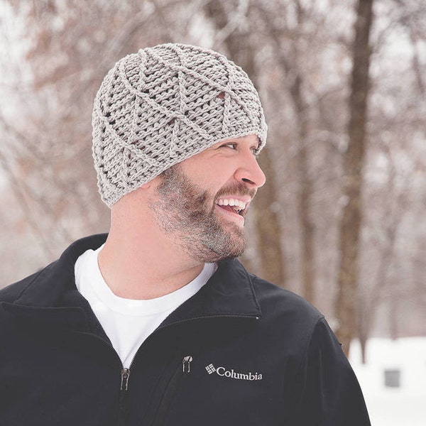 Crochet Pattern for Reversible Harlequin Beanie | 6 sizes | DIY Tutorial | Mens Hat Pattern