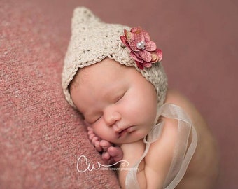 Crochet Pattern for Lacy Pixie Bonnet Hat  | 6 sizes | Crochet Baby Hat Pattern | DIY Tutorial | Baby Bonnet Crocheting Pattern