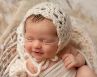 Crochet Pattern for Chantilly Baby Bonnet Hat | 4 sizes | Crochet Baby Hat Pattern | DIY Tutorial | Baby Bonnet Crocheting Pattern