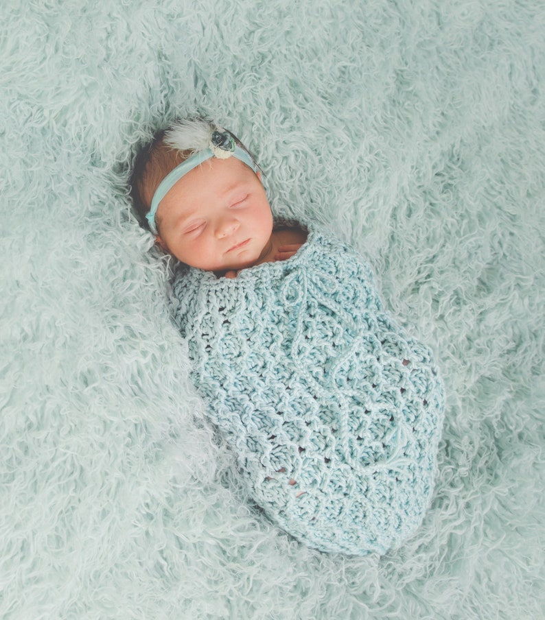 Crochet Pattern for Honeycomb Ridges Baby Cocoon or Swaddle Sack hat pattern NOT included Baby Photo Prop Baby Cocoon Crochet Pattern image 7