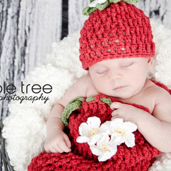 Set of 3 Crochet Patterns for Berrylicious Set:  Beanie Hat, Diaper Cover, and Cocoon | Multiple Sizes | Crochet Baby Pattern