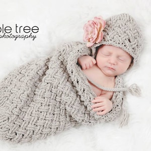Set of 2 Crochet Patterns for Diagonal Weave Baby Bonnet & Cocoon | Crochet Baby Hat Pattern | DIY Tutorial | Baby Cocoon Crocheting Pattern